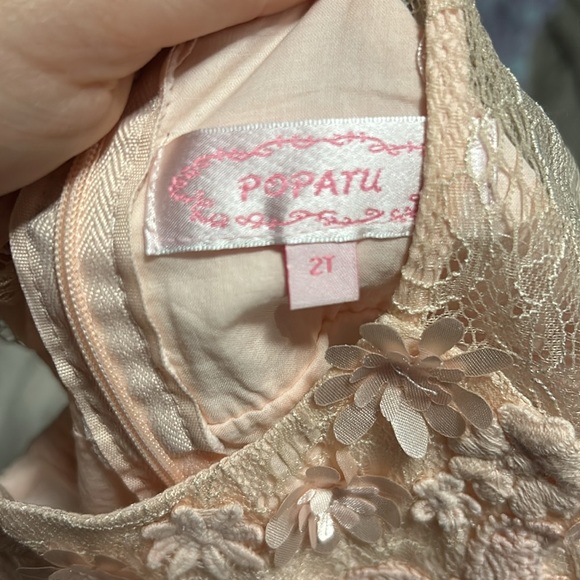 Pink Popatu Lace Floral Dress - 2T - Picture 4 of 5